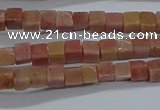 CCU308 15.5 inches 4*4mm cube pink wooden jasper beads wholesale