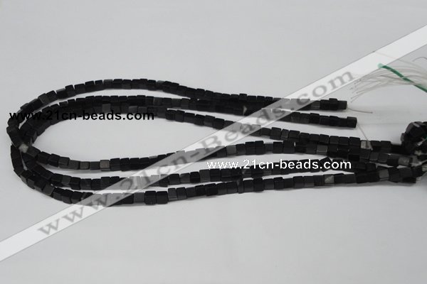 CCU31 15.5 inches 5*5mm cube black agate beads wholesale