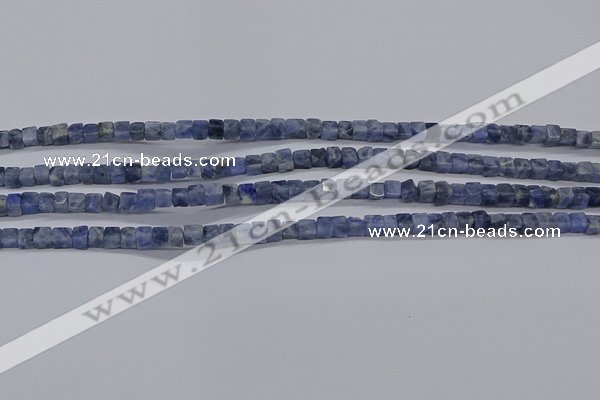 CCU314 15.5 inches 4*4mm cube sodalite beads wholesale