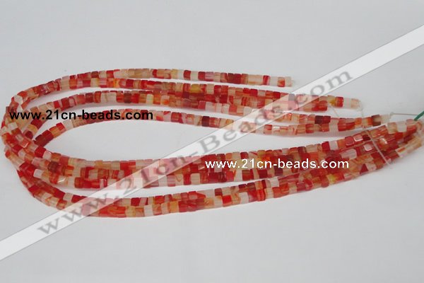 CCU32 15.5 inches 5*5mm cube red agate beads wholesale