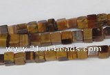 CCU34 15.5 inches 5*5mm cube yellow tiger eye beads wholesale