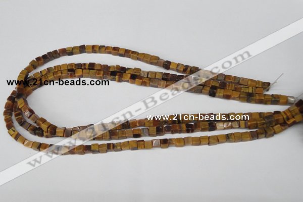 CCU34 15.5 inches 5*5mm cube yellow tiger eye beads wholesale