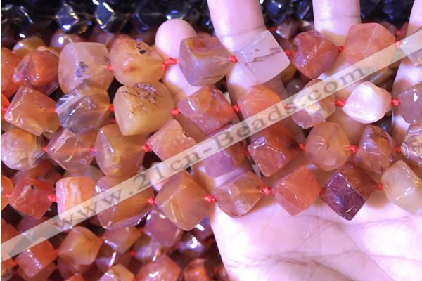 CCU402 15.5 inches 8*10mm - 14*16mm cube red agate beads