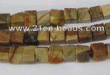 CCU41 15.5 inches 6*6mm cube picasso jasper beads wholesale