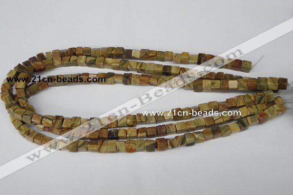 CCU41 15.5 inches 6*6mm cube picasso jasper beads wholesale