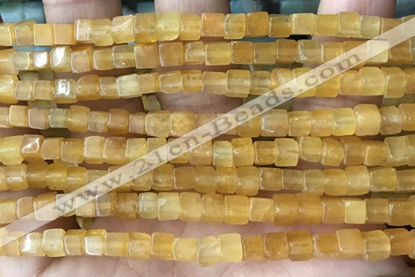 CCU451 15.5 inches 4*4mm cube yellow aventurine beads wholesale