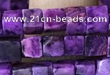 CCU454 15.5 inches 4*4mm cube purple crazy lace agate beads