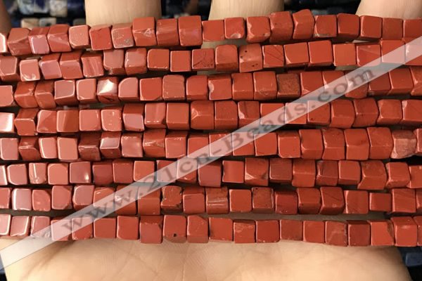 CCU456 15.5 inches 4*4mm cube red jasper beads wholesale