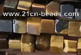 CCU464 15.5 inches 4*4mm cube yellow tiger eye beads wholesale