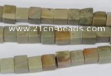 CCU47 15.5 inches 6*6mm cube silver leaf jasper beads wholesale