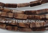 CCU504 15.5 inches 4*13mm cuboid red line jasper beads wholesale