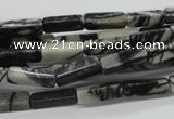 CCU506 15.5 inches 4*13mm cuboid black water jasper beads wholesale