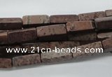 CCU508 15.5 inches 4*13mm cuboid red artistic jasper beads wholesale