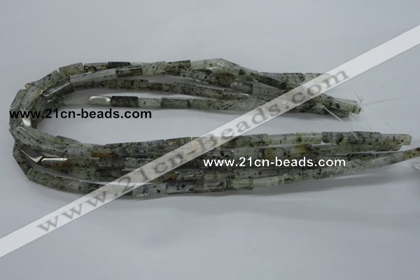 CCU514 15.5 inches 4*13mm cuboid moss quartz beads wholesale