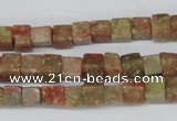 CCU52 15.5 inches 6*6mm cube New unakite beads wholesale