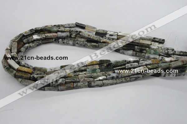 CCU521 15.5 inches 4*13mm cuboid moss agate beads wholesale