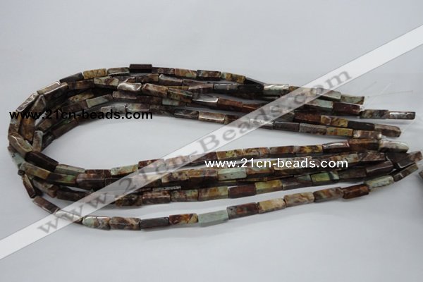 CCU522 15.5 inches 4*13mm cuboid green magic agate beads wholesale