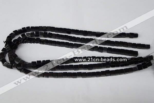 CCU53 15.5 inches 6*6mm cube black agate beads wholesale