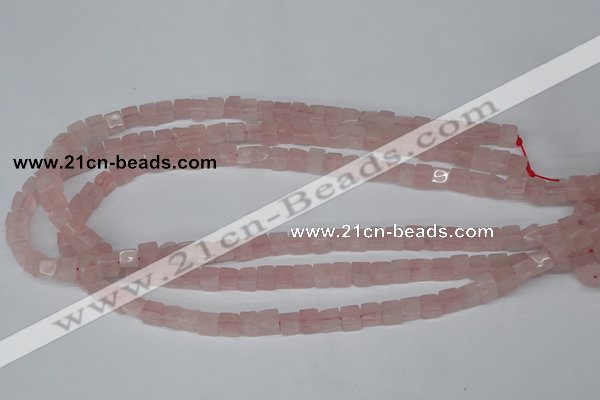 CCU56 15.5 inches 6*6mm cube rose quartz beads wholesale