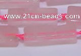 CCU603 15.5 inches 8*20mm - 10*30mm cuboid rose quartz beads