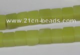 CCU64 15.5 inches 8*8mm cube olive jade beads wholesale