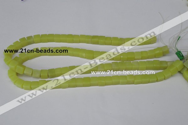 CCU64 15.5 inches 8*8mm cube olive jade beads wholesale