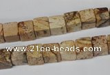 CCU65 15.5 inches 8*8mm cube picture jasper beads wholesale