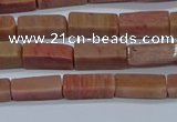 CCU717 15.5 inches 4*13mm cuboid pink wooden jasper beads wholesale