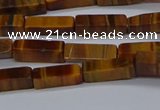 CCU719 15.5 inches 4*13mm cuboid yellow tiger eye beads wholesale