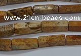 CCU738 15.5 inches 4*13mm cuboid picture jasper beads wholesale