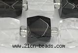 CCU771 15 inches 10*10mm faceted cube white crystal & smoky quartz beads