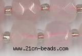 CCU773 15 inches 10*10mm faceted cube rose quartz beads