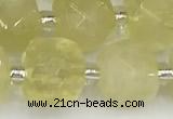 CCU774 15 inches 10*10mm faceted cube lemon quartz beads