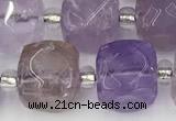 CCU779 15 inches 10*10mm faceted cube ametrine beads