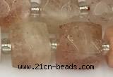 CCU782 15 inches 10*10mm faceted cube sunstone beads