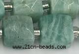 CCU787 15 inches 10*10mm faceted cube amazonite beads