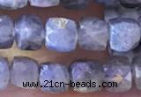 CCU808 15 inches 4mm faceted cube labradorite beads