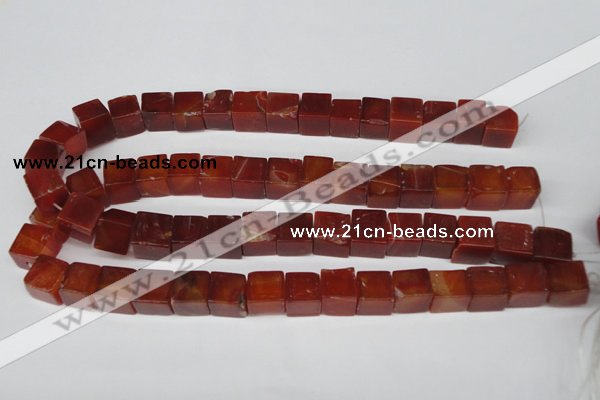 CCU81 15.5 inches 12*12mm cube red agate beads wholesale