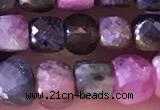 CCU812 15 inches 4mm faceted cube tourmaline beads