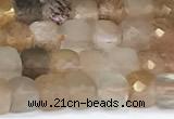 CCU837 15 inches 4mm faceted cube sunstone beads