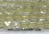 CCU861 15 inches 6mm faceted cube lemon quartz beads