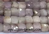 CCU883 15 inches 4mm faceted cube kunzite beads