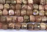 CCU884 15 inches 4mm faceted cube Argentina rhodochrosite beads