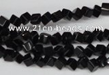 CCU94 15.5 inches 4*4mm cube black agate beads wholesale