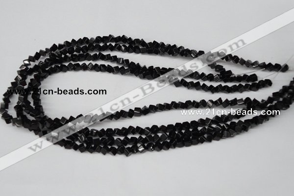 CCU94 15.5 inches 4*4mm cube black agate beads wholesale