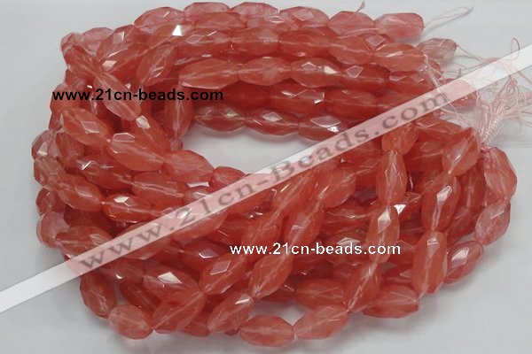 CCY01 15.5 inches 12*22mm faceted rice cherry quartz beads wholesale