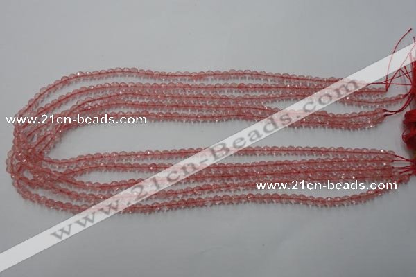 CCY110 15.5 inches 4mm faceted round cherry quartz beads wholesale