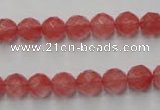 CCY112 15.5 inches 8mm faceted round cherry quartz beads wholesale