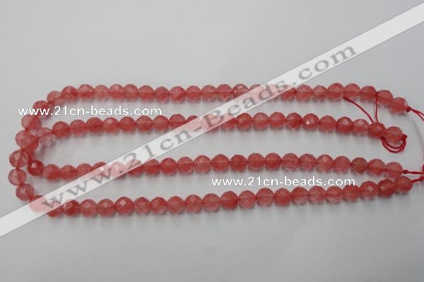 CCY112 15.5 inches 8mm faceted round cherry quartz beads wholesale