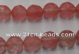 CCY114 15.5 inches 12mm faceted round cherry quartz beads wholesale